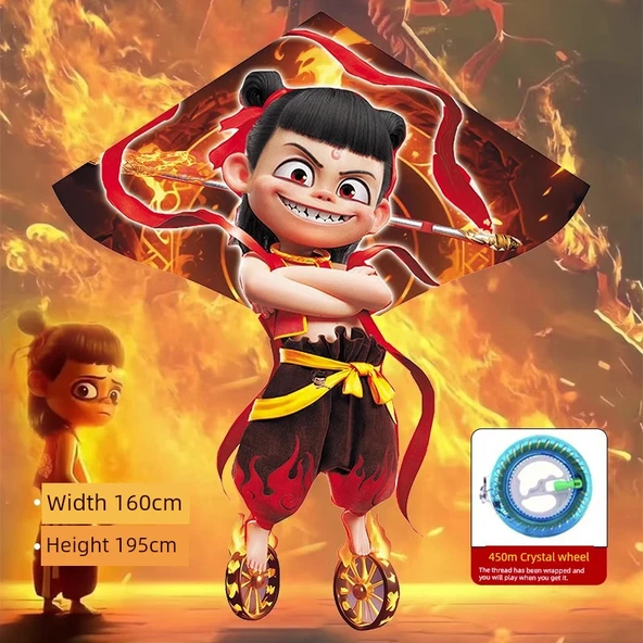 Nezha Uçurtması - 1.93 Metre Yükseklik + 450 Metre El Koruma Kristal Tekerlek