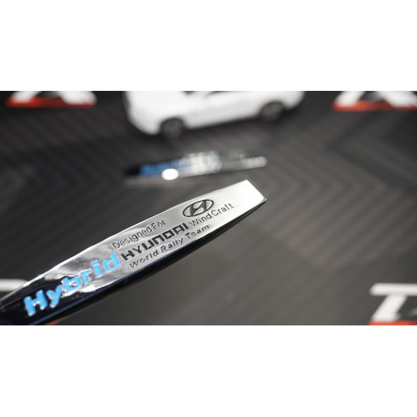 Hyundai Hybrid Logo Yan Çamurluk 3M 3D Krom Metal Logo Amblem
