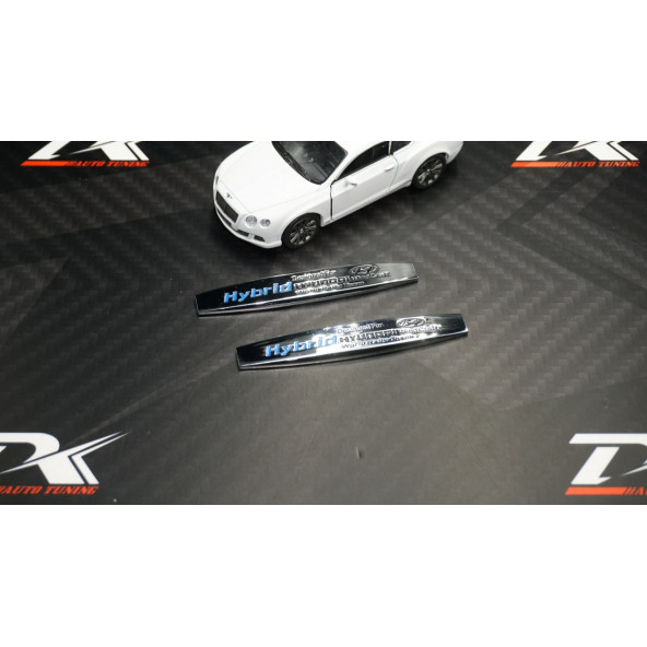 Hyundai Hybrid Logo Yan Çamurluk 3M 3D Krom Metal Logo Amblem - 2