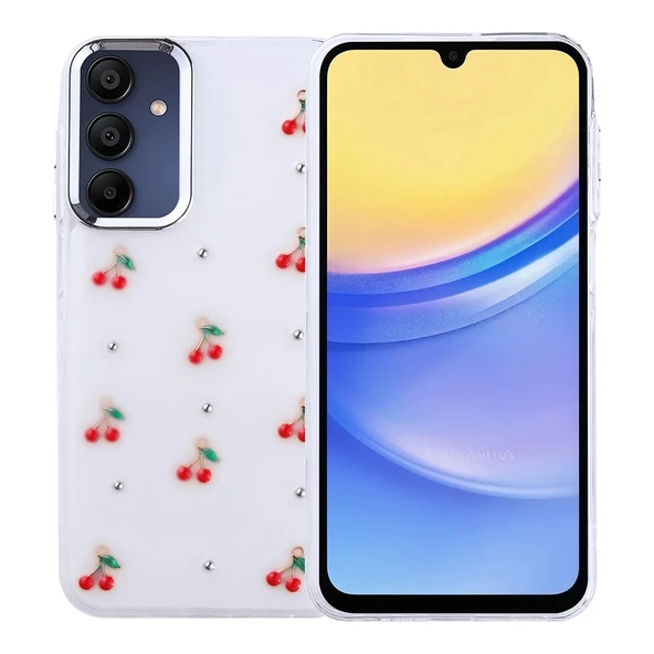 Samsung Galaxy A15 Uyumlu Kılıf Airbag Tasarımlı Simli Şeffaf Kutup Kapak - Resim 5