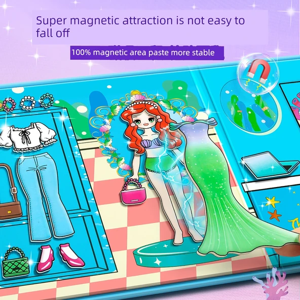 Elsa Prenses Magnetik Emme Sessiz Kitap - Deniz Kızı Prenses Büyük Boy Tam Renk - 8