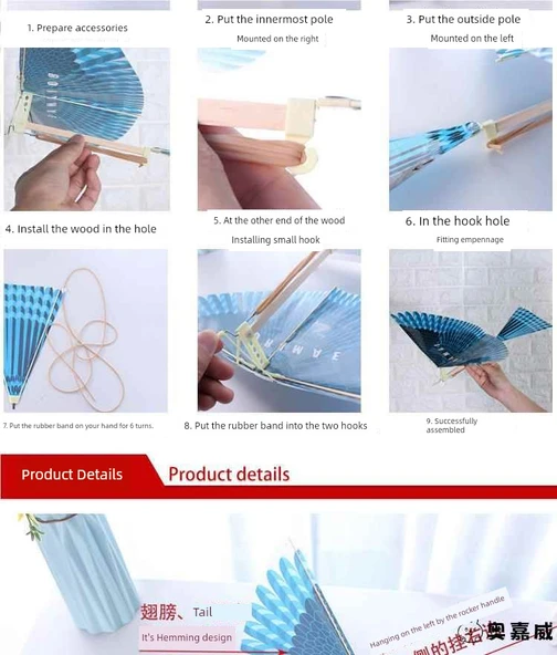 Çocuklar için Dış Mekan Lastik Bantlı Uçan Kuş Uçak Oyuncağı - [4] Büyük Luban Kuş (Rastgele Renk) - 10