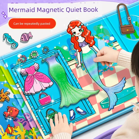 Elsa Prenses Magnetik Emme Sessiz Kitap - Altı Paket [Aisha + Deniz Kızı + Barbie + Moe + Hastane + Anaokulu] - 7