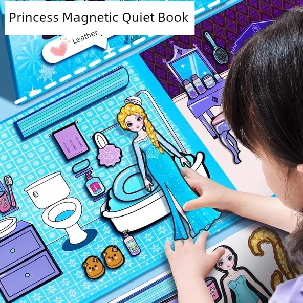 Elsa Prenses Magnetik Emme Sessiz Kitap - Altı Paket [Aisha + Deniz Kızı + Barbie + Moe + Hastane + Anaokulu] - 2