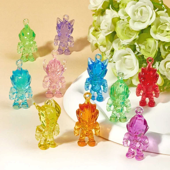 Ultraman Kristal Oyuncak Akrilik Taş Mini Bebek Yaratıcı Kolye - Mor Dokuz Kutulu + Hayvan + Çıkartma - 3