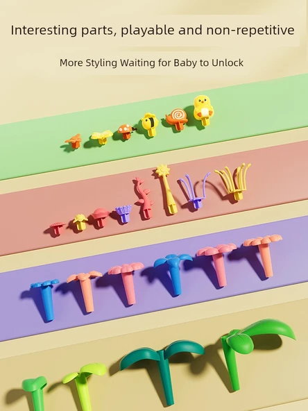 Dole Bear Çiçek Yapı Blokları Bahçe DIY Düzenleme Bulmaca Oyuncakları - 68 Parça - 5