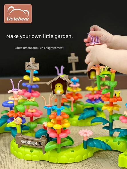 Dole Bear Çiçek Yapı Blokları Bahçe DIY Düzenleme Bulmaca Oyuncakları - 68 Parça - 2