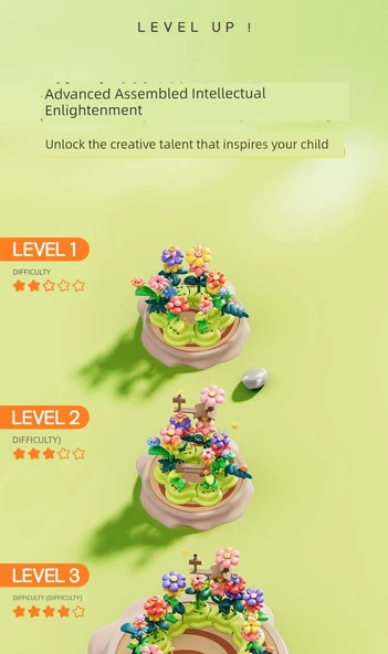 Dole Bear Çiçek Yapı Blokları Bahçe DIY Düzenleme Bulmaca Oyuncakları - 68 Parça - 12