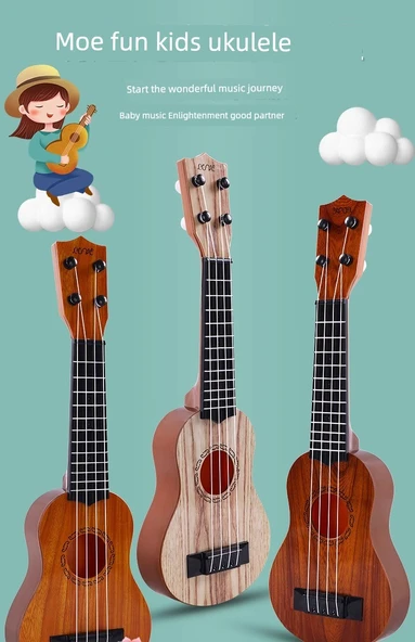 Çocuklar için Başlangıç Ukulele Gitar - Kahverengi - 44cm - 7