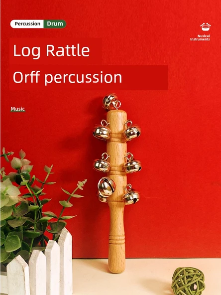 Orff Perküsyon Aleti - Boyalı Ahşap Daire Çıngırak (6 Zil) - 2