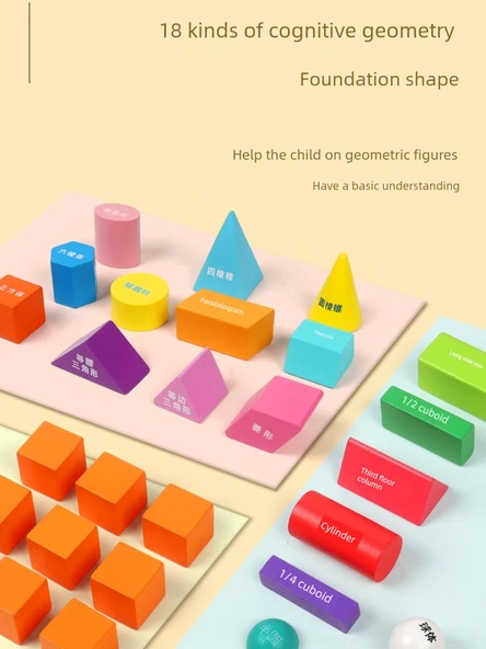 İlkokul Geometrik Küp Matematik Yapı Blokları - 34 Parça Katı Geometri - 5