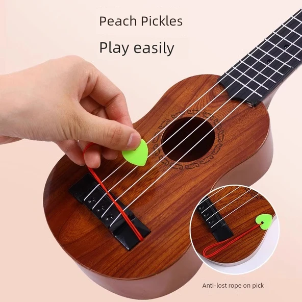 Çocuklar için Başlangıç Ukulele Gitar - Haki - 44cm - 4