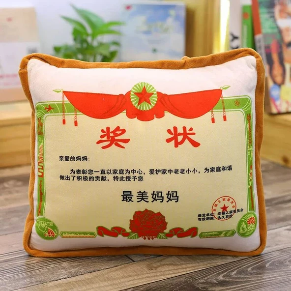 Ödül Tarzı Hava Koşullandırıcı Yastık ve Yastık Peluş Oyuncak - En İyi Eş - 30x30cm - 9