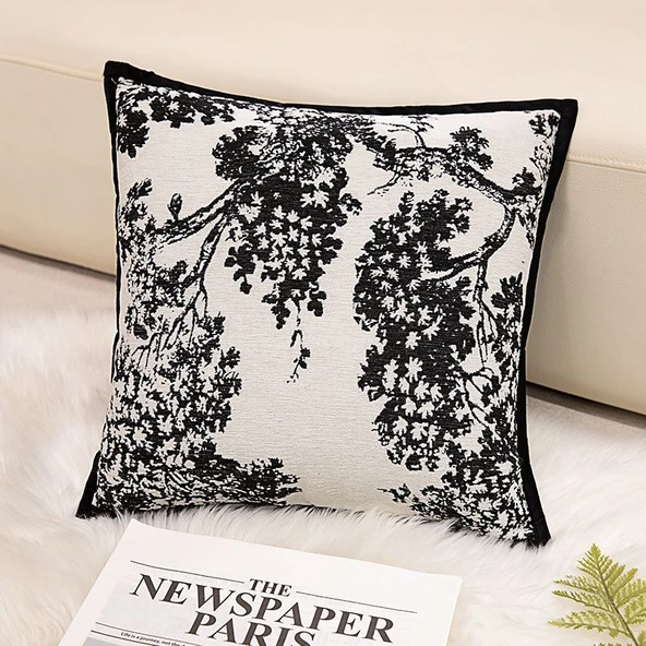 Havlu Nakışlı Yastık - Beyaz Kareli - 45cm - 8