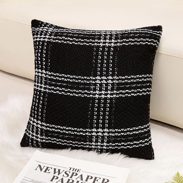 Havlu Nakışlı Yastık - Örgü Izgara - 45cm - 10
