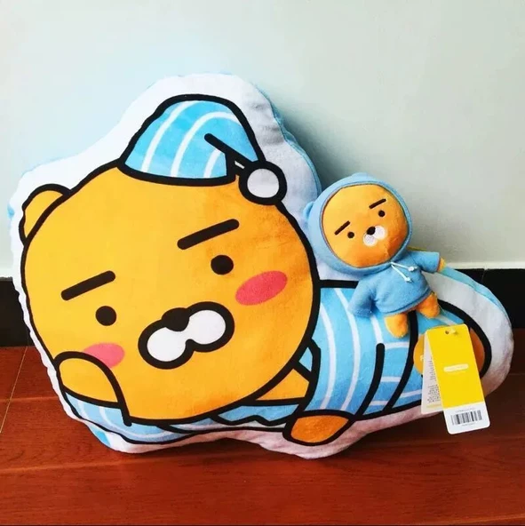 Kakao Friends Pembe Apeach Baskılı Peluş Yastık - 50cm