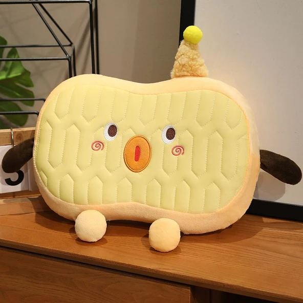 Beyaz Düşünce Yastığı - Sarı - 55*32cm Deri Kılıf