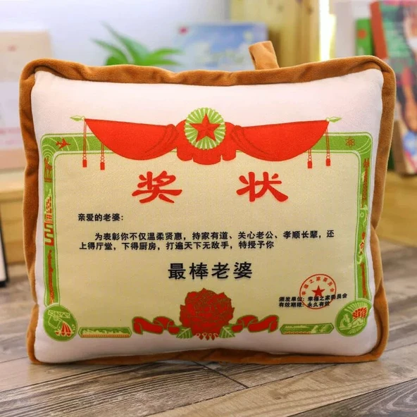 Ödül Tarzı Hava Koşullandırıcı Yastık ve Yastık Peluş Oyuncak - En İyi Eş - 30x30cm - 11