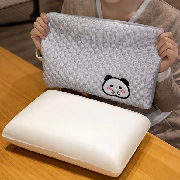 Bing Dou Dou Hafızalı Yastık - Gri Panda Hafızalı Pamuk 32x23cm - 3