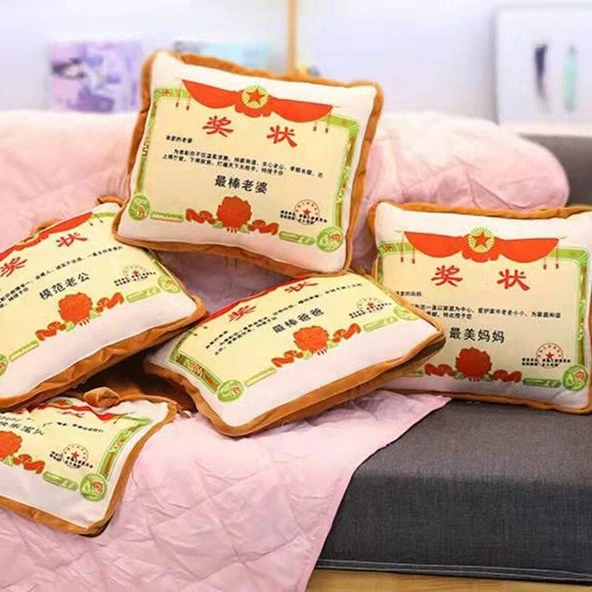 Ödül Tarzı Hava Koşullandırıcı Yastık ve Yastık Peluş Oyuncak - En İyi Eş - 30x30cm - 8