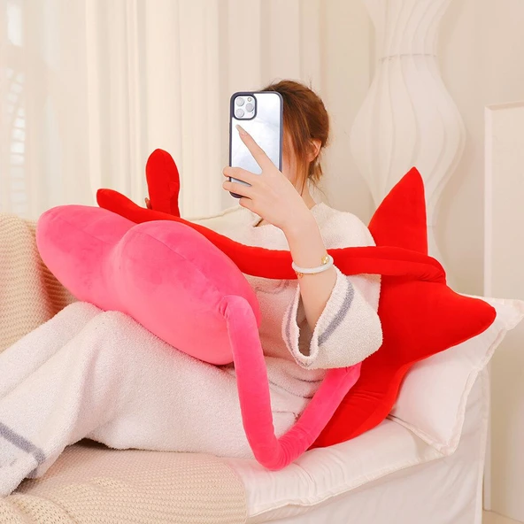 Yürek ve Yıldız Peluş Sarılma Yastığı - Barbie Pembe Yürek - 75x215cm - 6