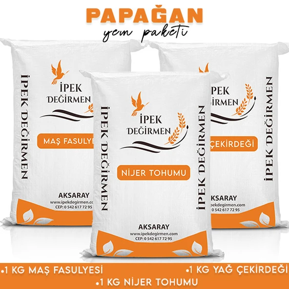 İpek Değirmen 3 KG Premium Papağan Yemi Maş Fasulyesi Yağ Çekirdeği Nijer Tohumu