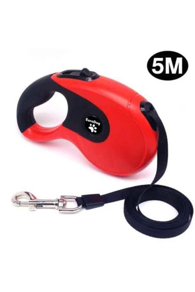 Eurodog Otomatik Tasma Yumuşak Doku Krmz Siyah 5m