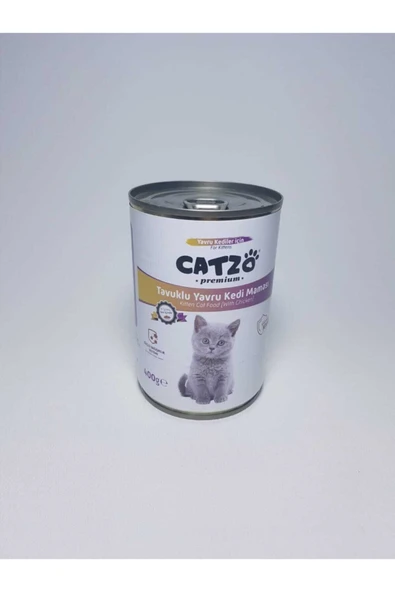 Catzo Yavru Kedi Maması Parça Tavuk Etli 400 Gr Konserve