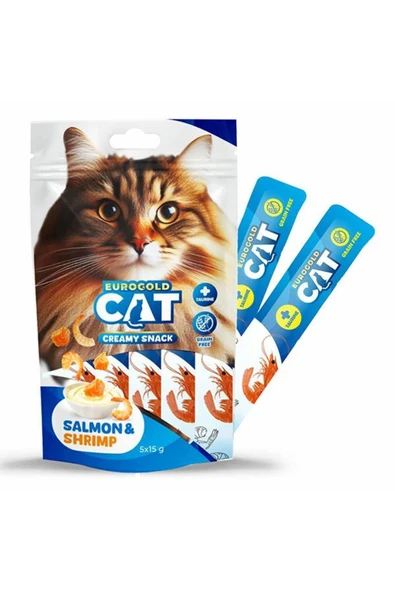 EuroGold Somon Balığı Ve Karidesli Sıvı Kedi Ödülü 15gr 5li