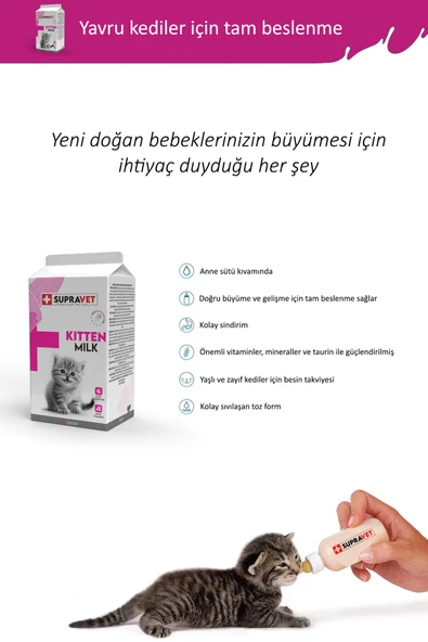 Supravet Hamile ve Yavru Kediler İçin Taurinli Kedi Süt Tozu 150 gr - 3