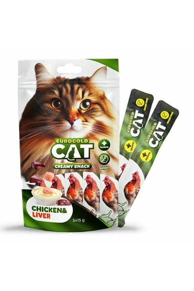 EuroGold Tavuk Ve Ciğerli Sıvı Kedi Ödülü 15gr 5li