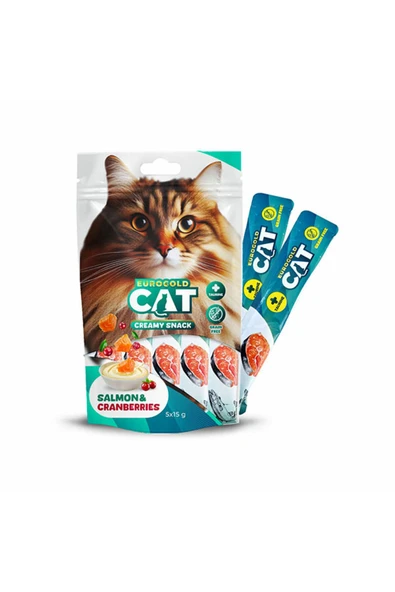 EuroGold Cat Sıvı Kedi Ödülü Somon - Kızılcık 5x15gr