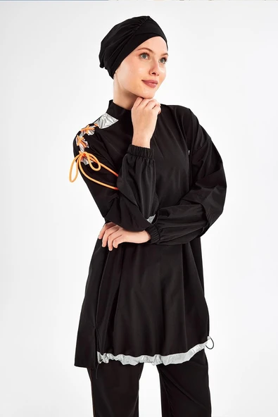 Adasea Kadın Spor Likra Tam Kapalı Tesettür Mayo Kimber 1202 Siyah - 6