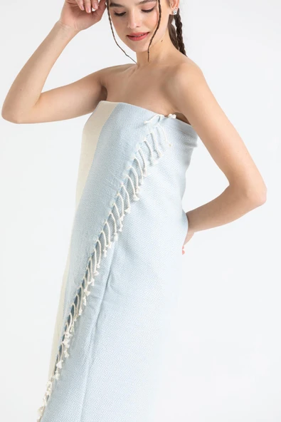 Dokuma Peştamal Plaj Deniz Havlusu Mavi mv Tek Beden Mavi - 3