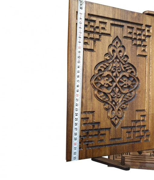 Tekerlekli Asansörlü Ahşa Selçuklu Motifli Rahle - 3