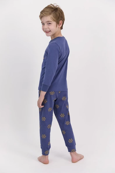 Arnetta 1560 Snow Funny İndigo Erkek Çocuk Uzun Kol Pijama Takımı - 4