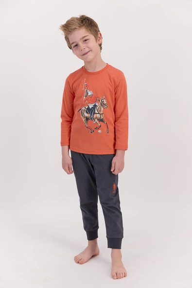 U.S. Polo Assn 922 Garson Erkek Çocuk Ribanalı Pijama Takımı - 8