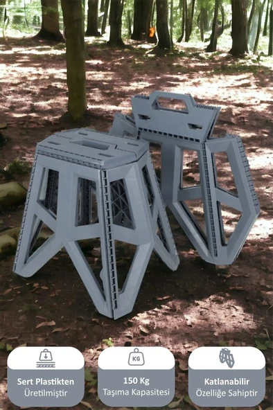 2 Adet Katlanabilir Kamp ve Piknik Taburesi Tank Sandalye Seti 20x29x39Cm 306 - 5