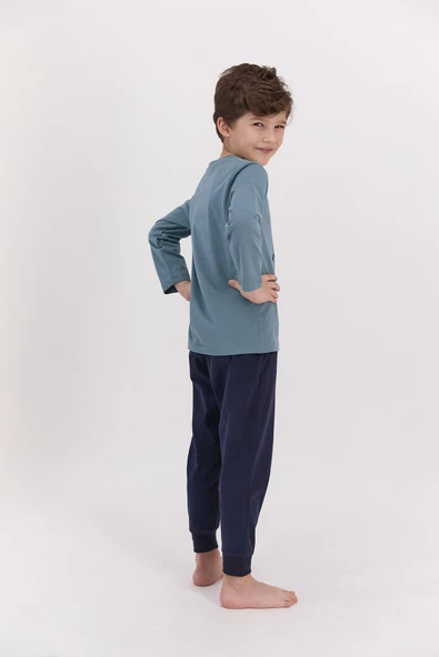 U.S. Polo Assn 922 Garson Erkek Çocuk Ribanalı Pijama Takımı - 7