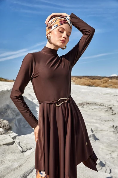 Adasea Kadın Sarah Uzun Kollu Tam Kapalı Tesettür Mayo 1122 Kahverengi - 2