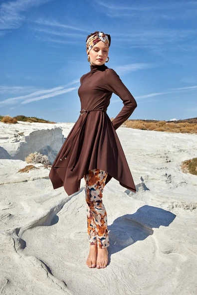 Adasea Kadın Sarah Uzun Kollu Tam Kapalı Tesettür Mayo 1122 Kahverengi