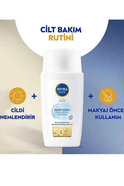 Nivea Sun Hafif Dokulu Yüz Güneş Koruyucu Krem SPF 50 – Yağsız, Mat Görünüm, 40 ml - 2