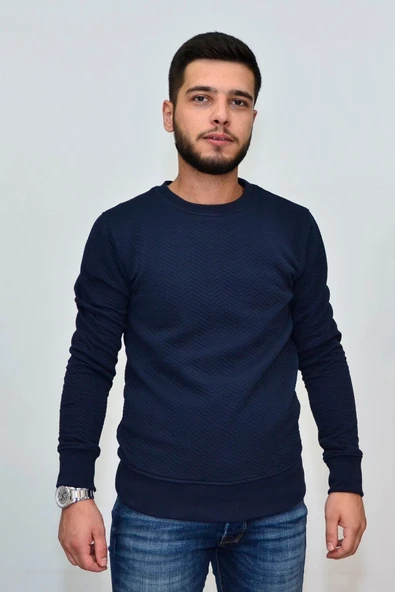 20179 Sıfır Yaka Erkek Sweat Lacivert 2017905