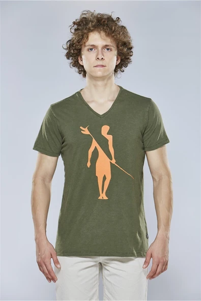 20592 Men Tshirt Koyu Haki