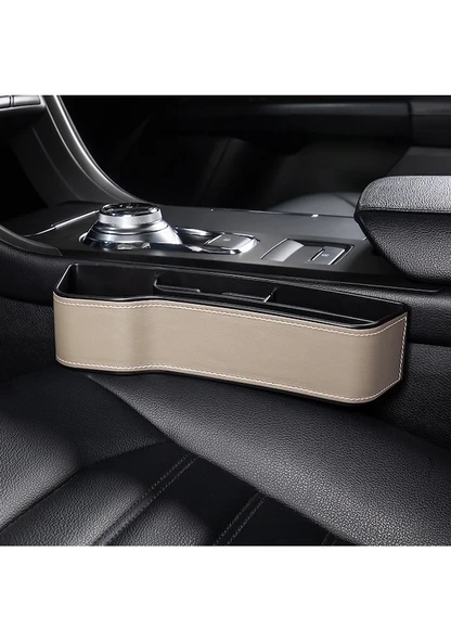 Cbtx Sürücü Tarafı Telefon İçecek Kutusu Tutucu Koltuk Boşluğu Düzenleyici - Bej / Deri Malzeme - 8