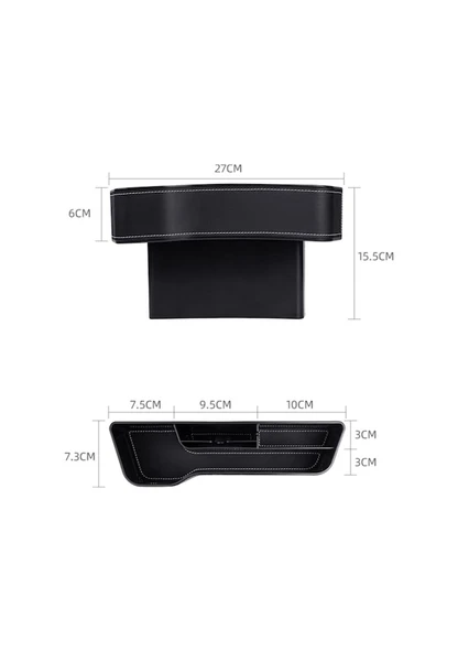 Cbtx Sürücü Tarafı Telefon İçecek Kutusu Tutucu Koltuk Boşluğu Düzenleyici - Bej / Deri Malzeme - 2