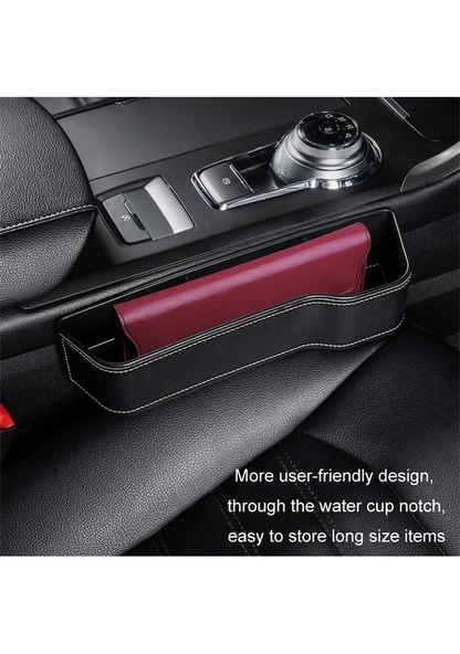 Cbtx Sürücü Tarafı Telefon İçecek Kutusu Tutucu Koltuk Boşluğu Düzenleyici - Bej / Deri Malzeme - 7