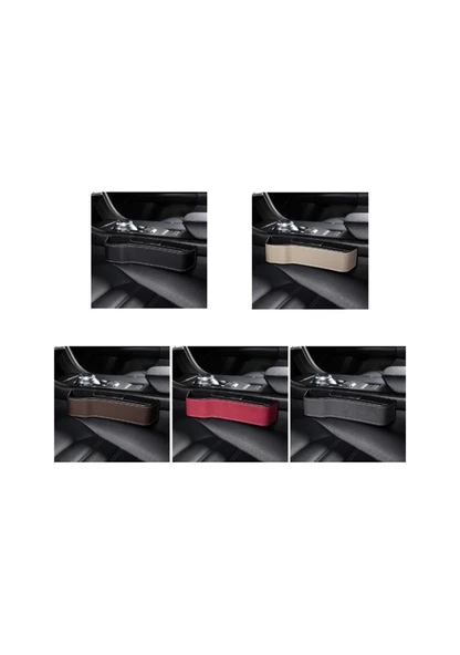 Cbtx Sürücü Tarafı Telefon İçecek Kutusu Tutucu Koltuk Boşluğu Düzenleyici - Bej / Deri Malzeme - 9