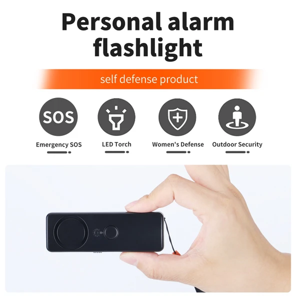 Kişisel Güvenlik Alarmı - LED Fenerli - 125dB - Kırmızı - 3