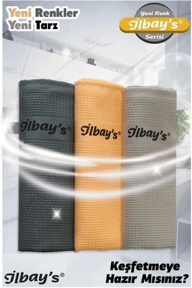 ilbay's Mikrofiber Nakışlı Süper Emici Temizlik Bezi 3'lü Paket Yeni Renk Serisi - 40x60 Cm. - Resim 2